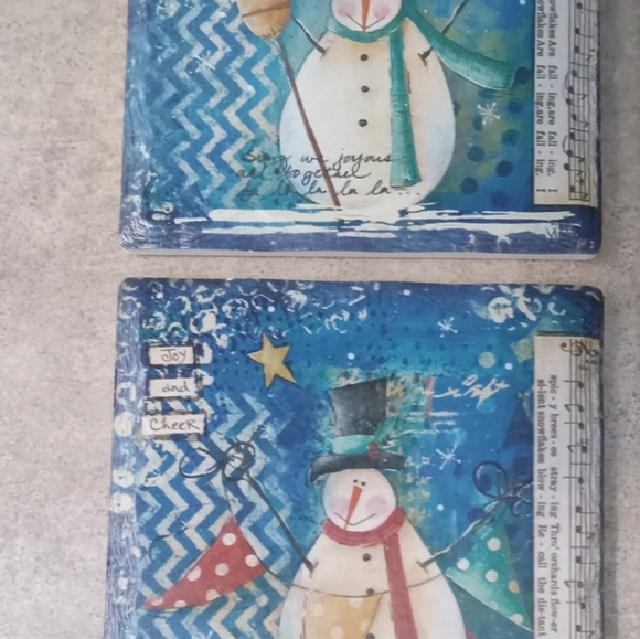 Lot of four ceramic snowman coasters - Picture 6 of 9